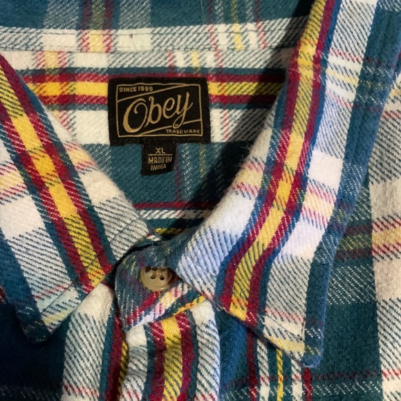 Obey XL Multi-Colored Long Sleeve Button-Up - Picture 3 of 3